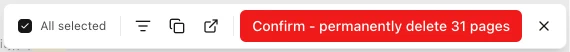 History Monk selection bar with a Confirm - permanently delete 31 pages button